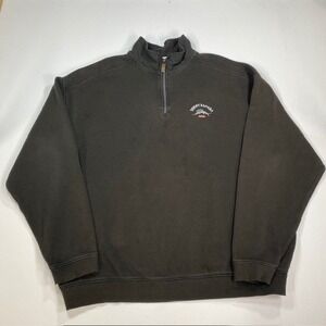 Tommy Bahama Relax Mens 2XT‎ Quarter Zip Sweatshirt Charcoal Gray Cotton Marlin